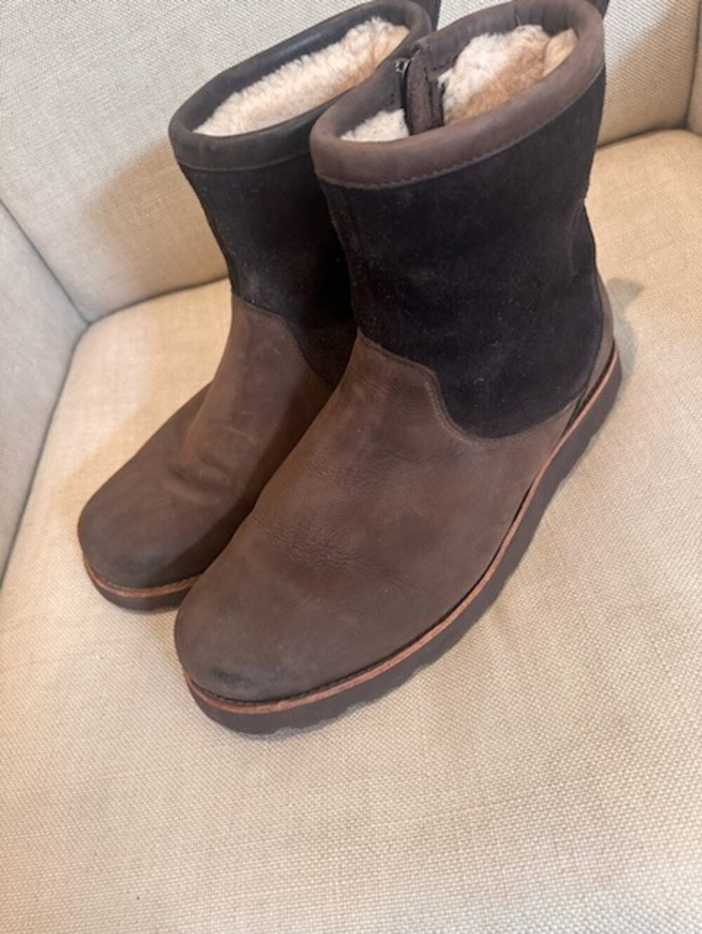 UGG Brown and Black Shearling Short Boots